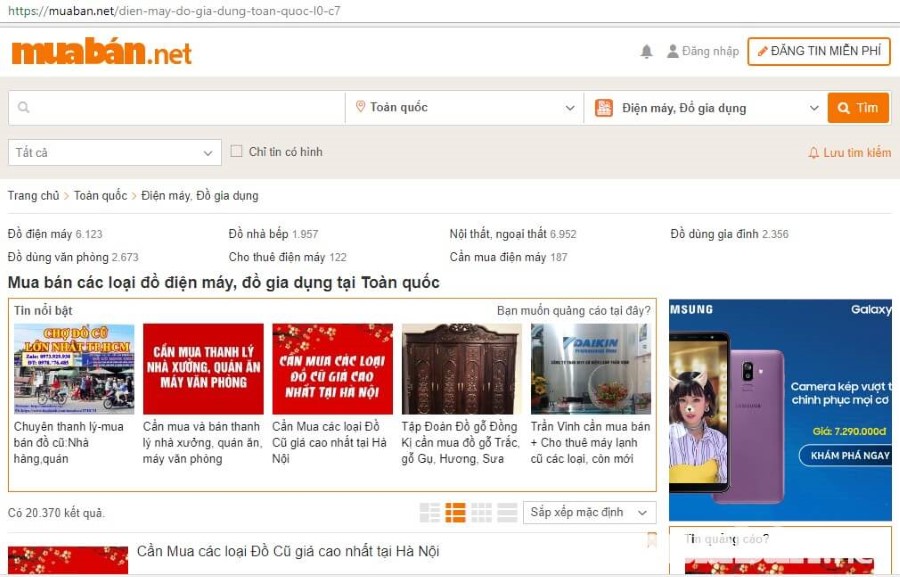 Muaban.net là trang rao vặt đồ gia dụng hàng đầu Việt Nam
