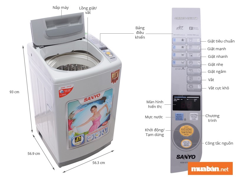 Máy giặt Sanyo ASW-S70KT 