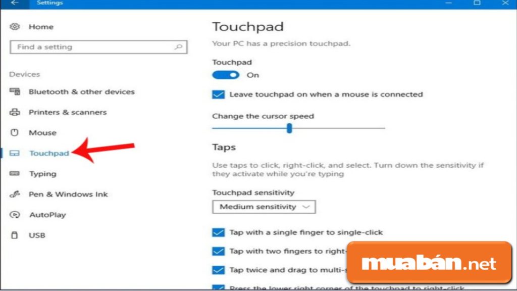 Các thao tác để kiểm tra chế độ Touchpad Sensitivity trên laptop của bạn.