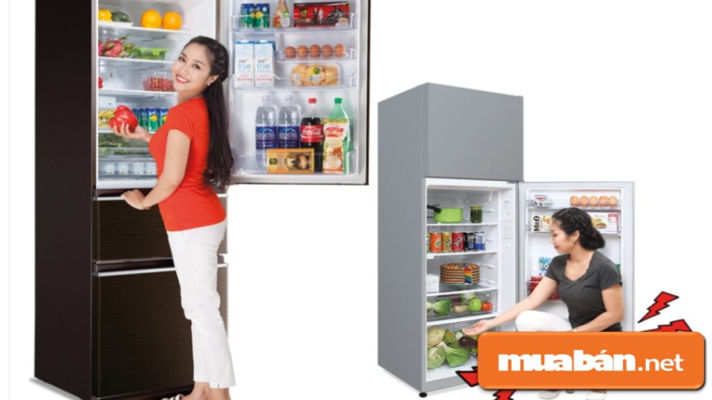 Tủ lạnh có ngăn đá dưới giúp cho người sử dụng lấy hoặc cất thức ăn được tiện lợi hơn.