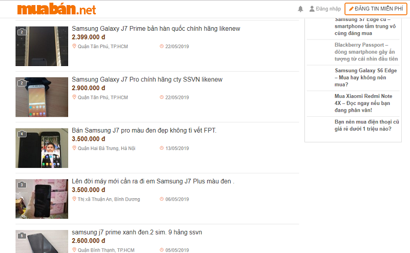 Tại muaban.net bạn có thể tìm thấy rất nhiều mẫu điện thoại còn tốt, giá ưu đãi.