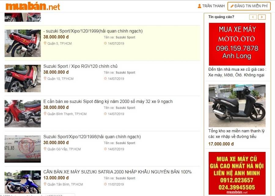 Tại muaban.net bạn có thể tìm thấy rất nhiều mẫu xe Suzuki Sport giá tốt, chất lượng.