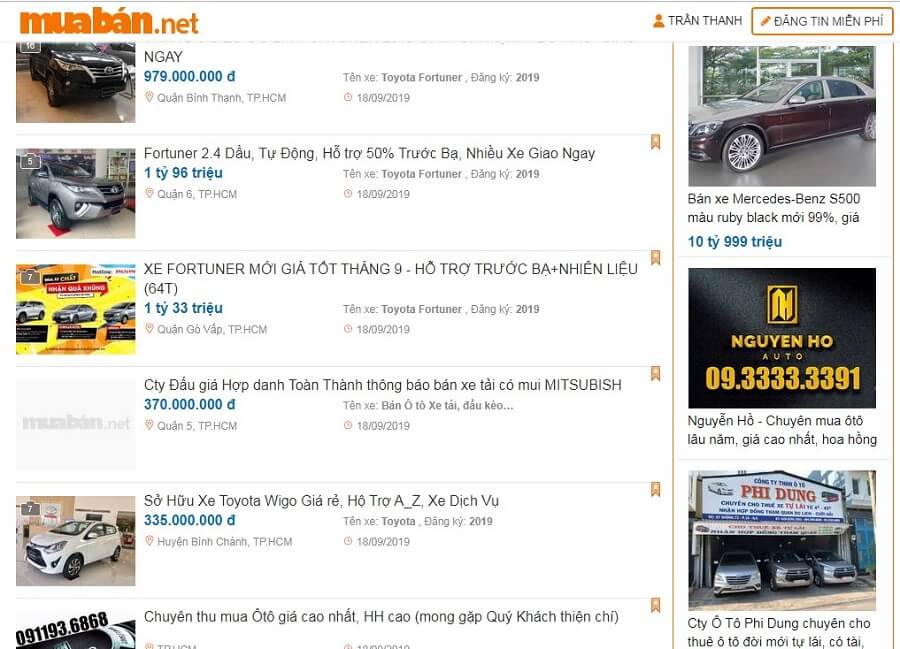 Muaban.net - địa chỉ đăng tin rao bán ô tô cũ chất lượng.