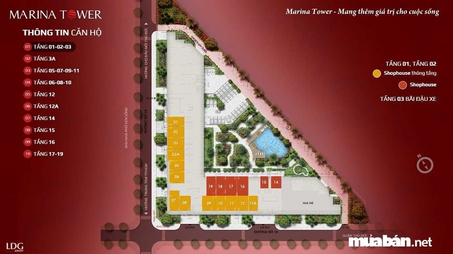 Dự án Marina Tower có quy mô hơn 10,000 m2, tổng vốn đầu tư gần 1,000 tỷ đồng.