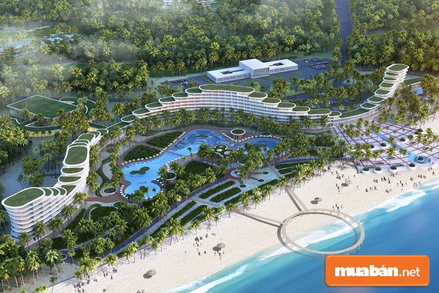 Luxury Hotel & Resort gồm 326 căn hộ khách sạn và 100 căn biệt thự biển.
