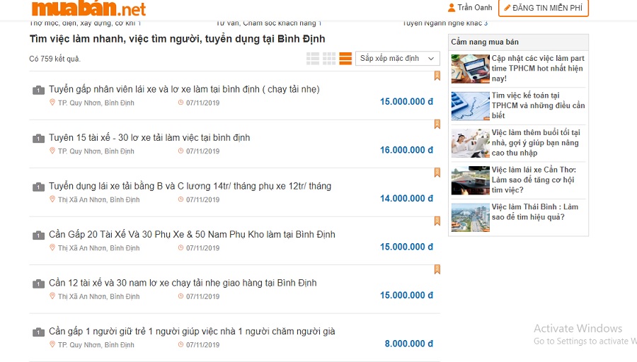 Tìm việc làm tại Bình Định – Update hàng ngày trên muaban.net.
