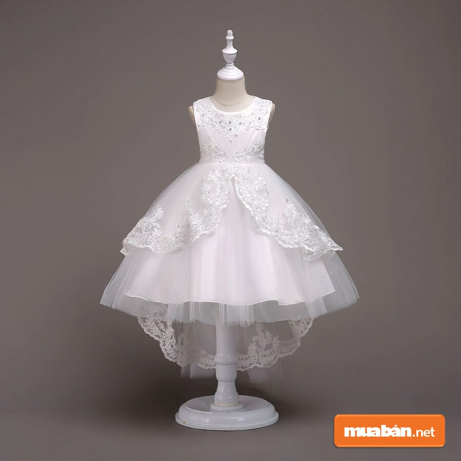 Cô bé mặc váy cưới màu trắng cho bé gái công chúa nước ngoài - Váy trẻ em  váy trẻ em đẹp | Tàu Tốc Hành | Giá Sỉ Lẻ Cạnh Tranh