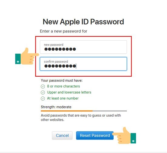 Bước cuối cùng bạn cần chọn Reset Password là xong.
