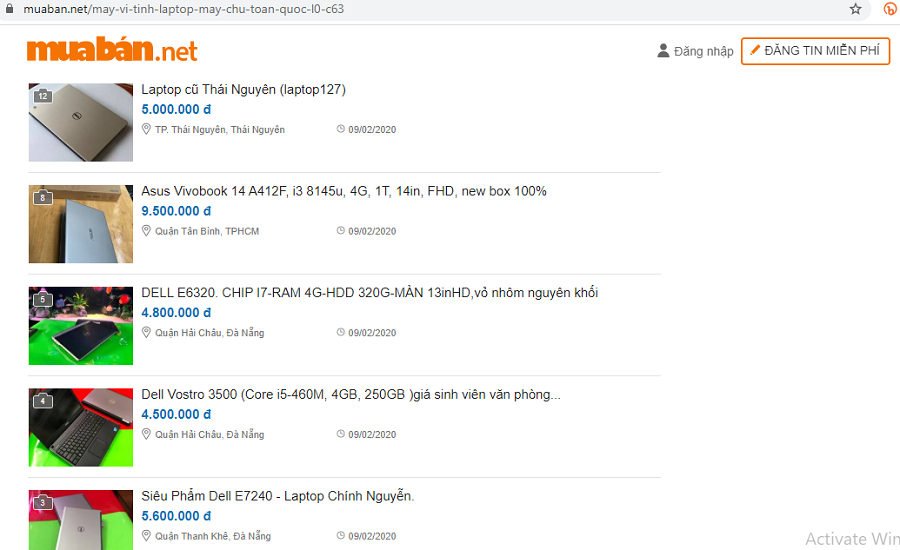 Muaban.net - địa chỉ hoàn hảo để mua laptop cũ giá tốt.