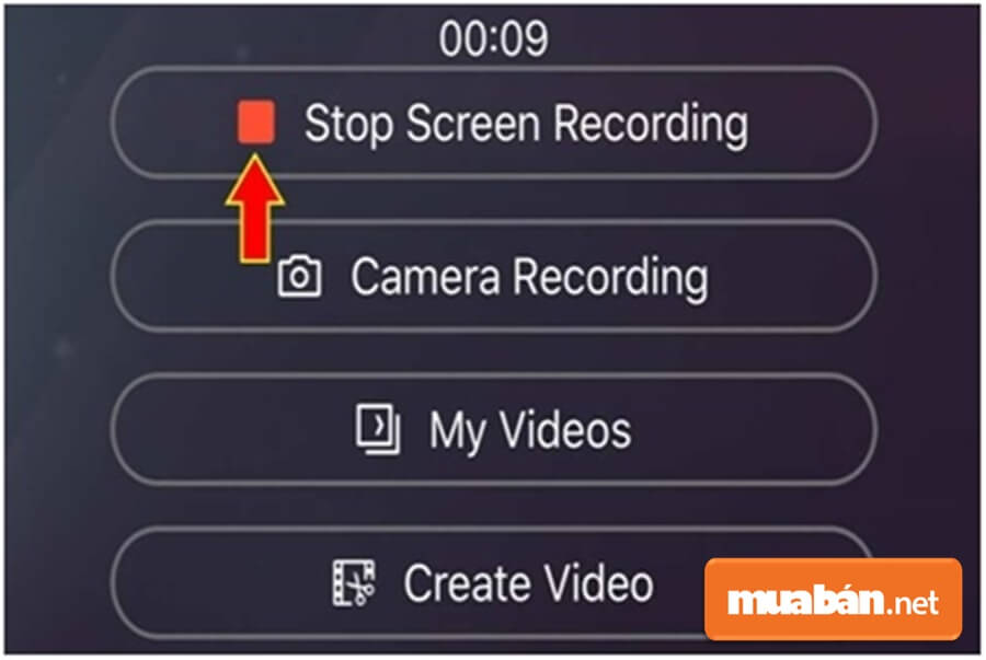 Để kết thúc hoạt động, bạn chọn Stop Screen Recording