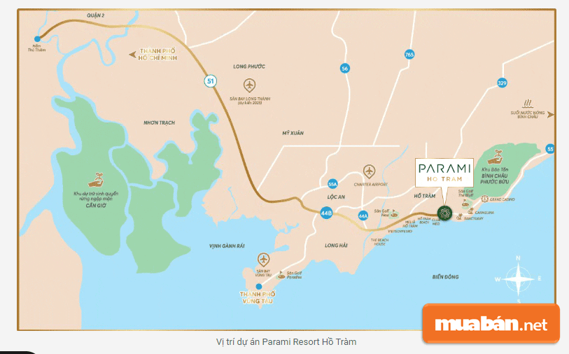 Dự án Parami Resort Hồ Tràm cách TP.HCM chỉ hơn 1 giờ chạy xe