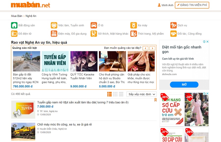 Website muaban.net là một trong những kênh rao vặt đa dạng với nhiều hình thức đăng tin khác nhau.