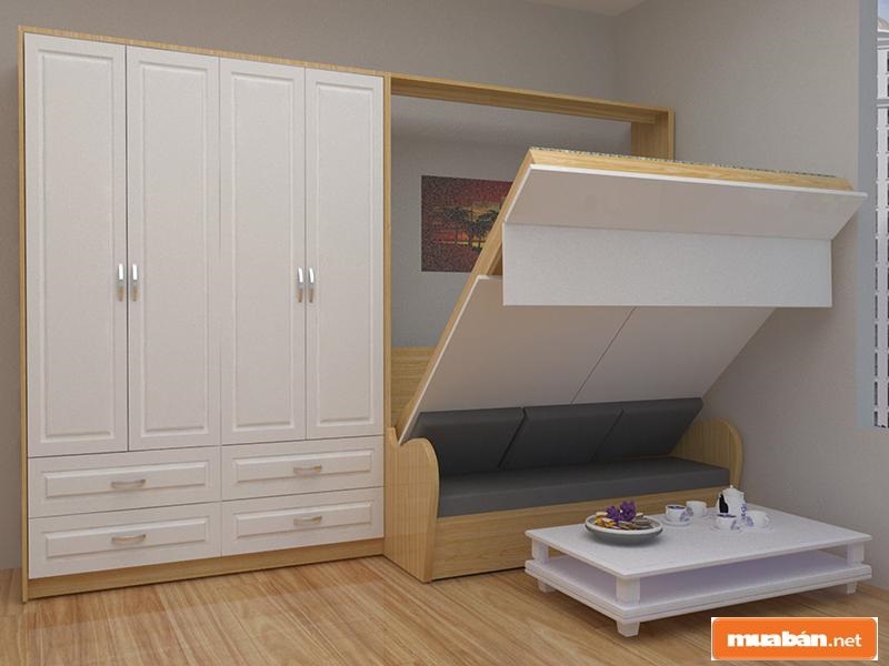 Giường gấp thông minh tích hợp tủ đa năng cũng là lựa chọn được nhiều người dùng yêu thích